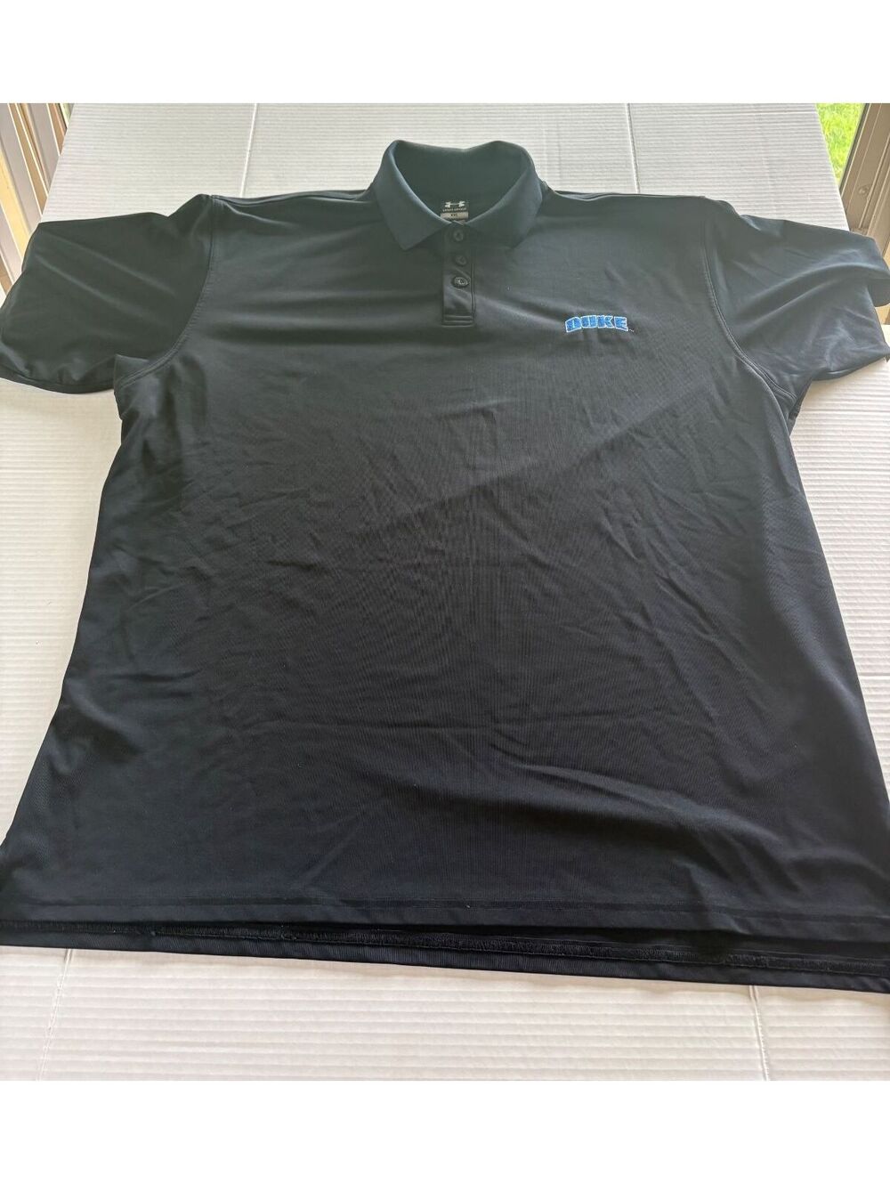 Under Armour Duke University Blue Devils Golf Polo Shirt Mens XXL Black Sewn Tag